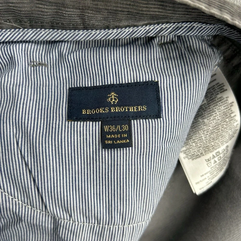 Brooks Brothers Pants Mens 36X30 Gray Corduroy Cotton Flat Front‎